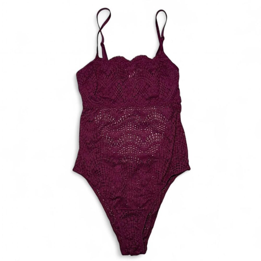 Victoria's Secret Burgundy Lace Lingerie Bodysuit - Size Small